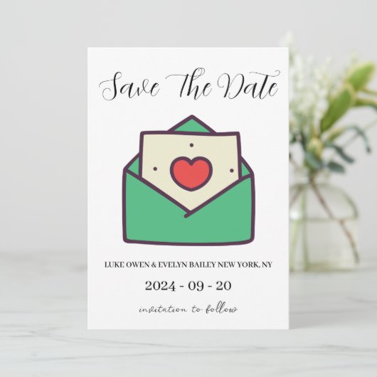 Rode en groene kerst save the date kaarten (Staand voorkant)