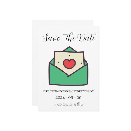 Rode en groene kerst save the date kaarten (Voorkant / Achterkant in situ)