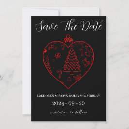 Rode en groene kerst save the date kaarten