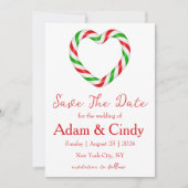 Rode en groene kerst save the date kaarten (Voorkant)