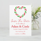 Rode en groene kerst save the date kaarten (Staand voorkant)