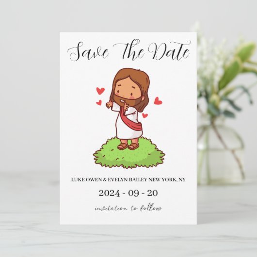 Rode en groene kerst save the date kaarten (Staand voorkant)