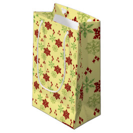 Rode en groene kerst sneeuwvlokken klein cadeauzakje