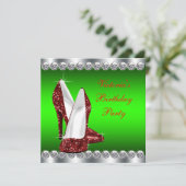 Rode en groene Kerst verjaardagsfeestje Kaart (Staand voorkant)