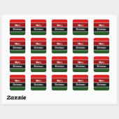 Rode en groene kerst vierkante sticker (Vel)