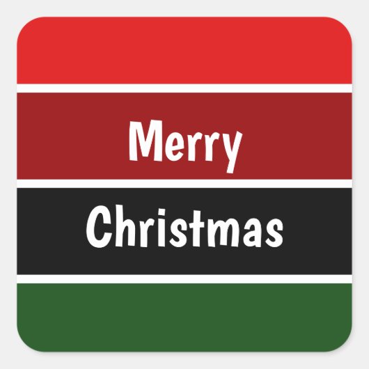 Rode en groene kerst vierkante sticker (Voorkant)