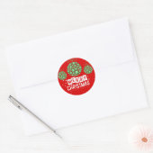Rode en groene kerstbalstickers ronde sticker (Envelop)