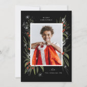 Rode en groene kerstblad foto feestdagenkaart (Voorkant)