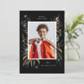 Rode en groene kerstblad foto feestdagenkaart (Staand voorkant)