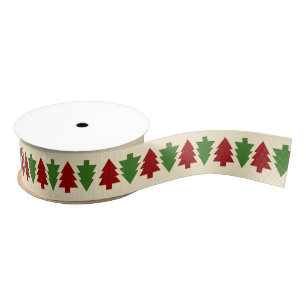 Rode en groene kerstbomen grosgrain lint
