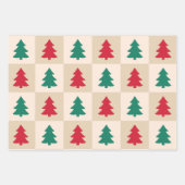 Rode en Groene Kerstbomen Patroon Inpakpapier Vel (Voorkant 3)