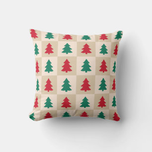 Rode en Groene Kerstbomen Patroon Kussen