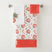 Rode en groene kerstbommen snoepjesmonogram bad handdoek (Insitu)