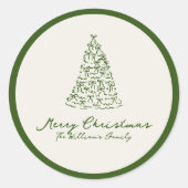 Rode en groene kerstboom ronde sticker (Voorkant)