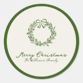 Rode en groene kerstboom ronde sticker (Voorkant)