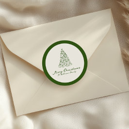 Rode en groene kerstboom ronde sticker