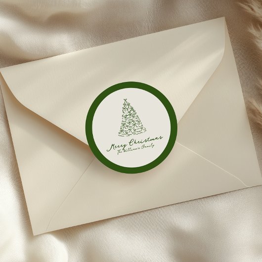 Rode en groene kerstboom ronde sticker