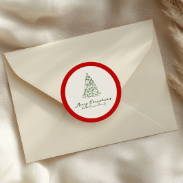 Rode en groene kerstboom ronde sticker