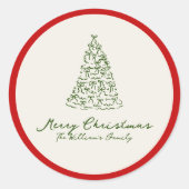 Rode en groene kerstboom ronde sticker (Voorkant)