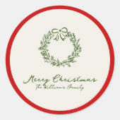 Rode en groene kerstboom ronde sticker (Voorkant)