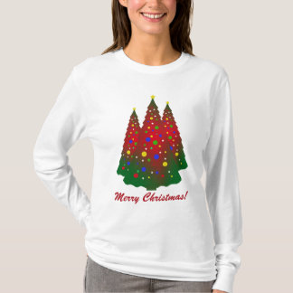 Rode en groene kerstboom t-shirt