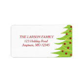 Rode en Groene Kerstboom | Vakantie Adres Label (Voorkant)