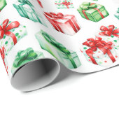 Rode en groene kerstcadeaus cadeaupapier (Rol Hoek)