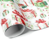 Rode en groene kerstcadeaus cadeaupapier (Rol Hoek)