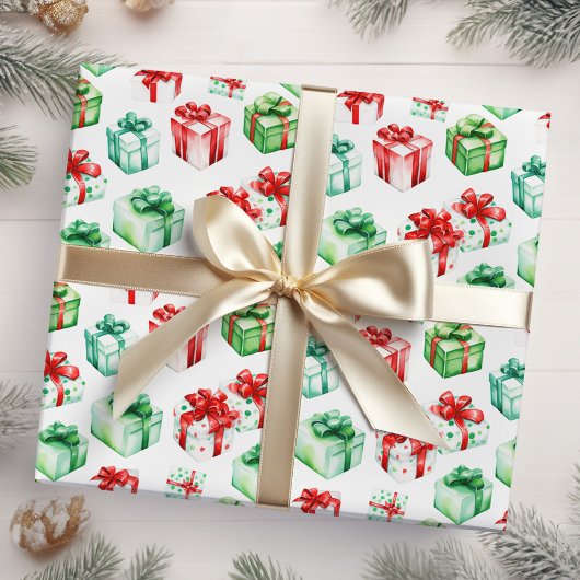 Rode en groene kerstcadeaus cadeaupapier