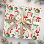 Rode en groene kerstcadeaus cadeaupapier