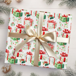 Rode en groene kerstcadeaus cadeaupapier