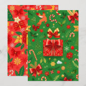 RODE EN GROENE KERSTDAG FEESTDAGENKAART (Voorkant / Achterkant)