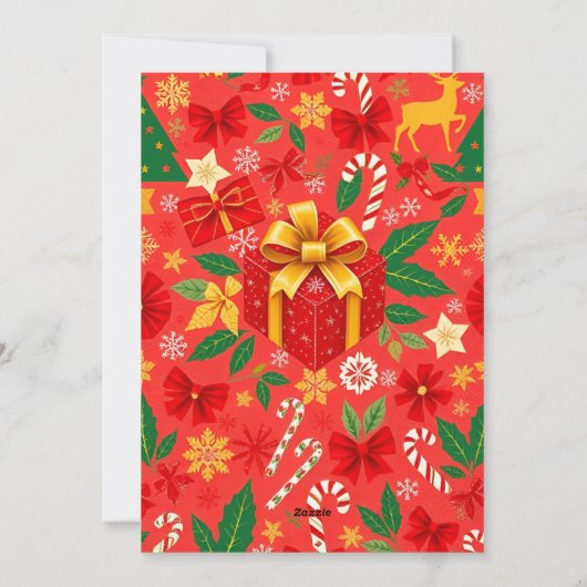 RODE EN GROENE KERSTDAG FEESTDAGENKAART (Achterkant)