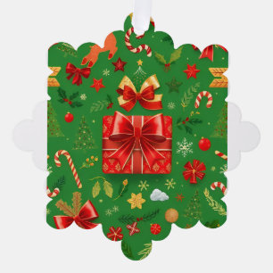 RODE EN GROENE KERSTDAG ORNAMENT KAART