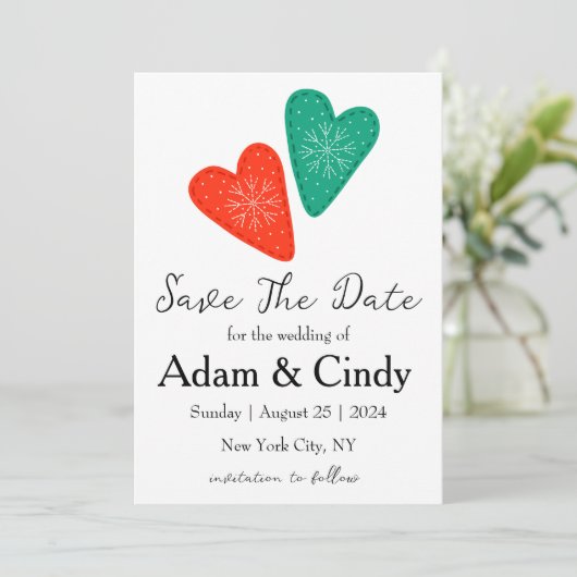 Rode en groene kerstdagen Bewaar de datumkaarten Kaart (Staand voorkant)