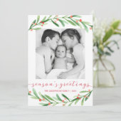 Rode en groene kerstfoto vakantiekaarten feestdagenkaart (Staand voorkant)