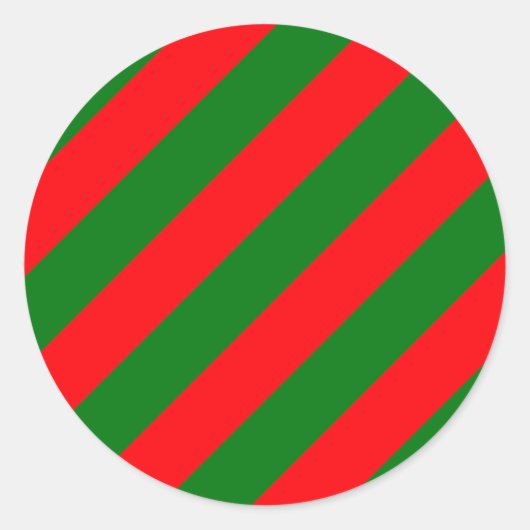Rode en groene kerstkaarsstapes ronde sticker (Voorkant)