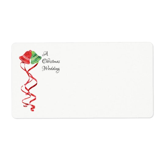Rode en groene kerstklokken bruiloft labels (Voorkant)