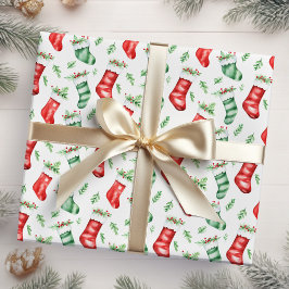 Rode en groene kerstkousen cadeaupapier