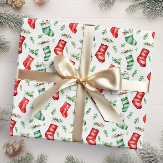 Rode en groene kerstkousen cadeaupapier