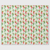 Rode en groene kerstkousen cadeaupapier (Vlak)