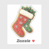 Rode en groene kerstkousen Cookie Sticker (Vel)