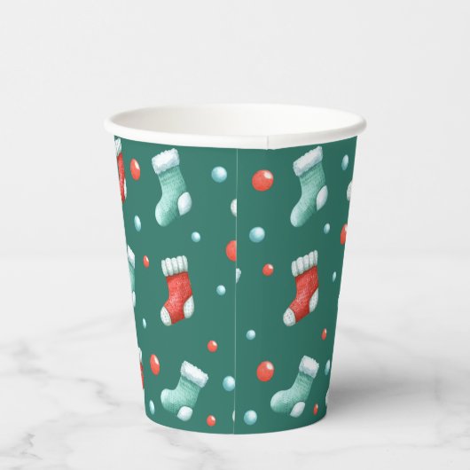 Rode en groene kerstkousen papieren bekers (Rechts)