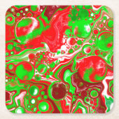 Rode en groene kerstkralen kartonnen onderzetters (Voorkant)