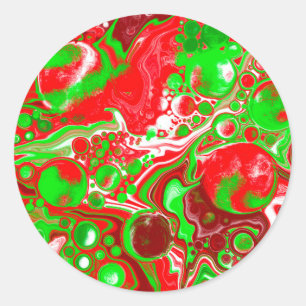 Rode en groene kerstkralen ronde sticker