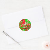 Rode en groene kerstkralen ronde sticker (Envelop)