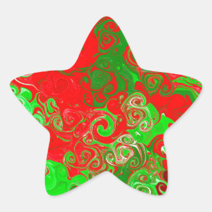 Rode en groene kerstkralen ster sticker