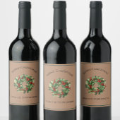  Rode en Groene Kerstkrans Aangepaste Naam Wijn Etiket