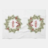 Rode en groene kerstkrans op maat theedoek (Horizontaal)