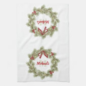 Rode en groene kerstkrans op maat theedoek (Verticaal)